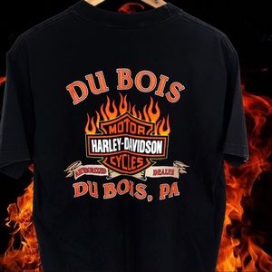 Harley Davidson Vintage 90s Flame Graphic Crewneck Short Sleeve Pocket Tee Shirt